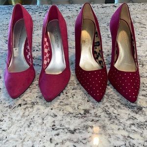 $20 for BOTH:Christian Siriano Heels-8 1/2, Pointed,Pumps,MaroonGold and Pink